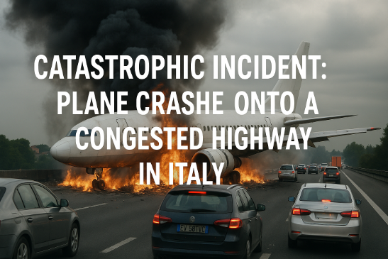Catastrophic Incident: Plane Crashes onto a Congested Highway in Italy